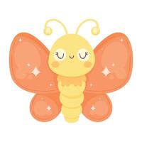 cute orange butterfly flying character vector