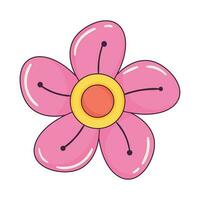 pink flower retro style icon vector