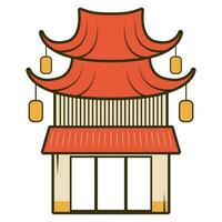 asian pagoda building traditional icon vector