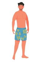 man wearing swimsuit short character vector