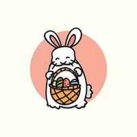 Easter Bunny with Egg in a Basket. Some Bunny Loves You. Easter Bunny. Bunny Ears. Cute print. Vector