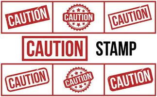 Caution rubber grunge stamp set vector