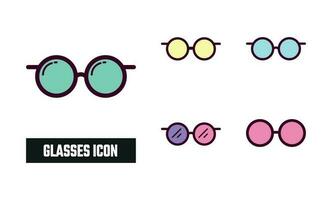 Glasses Icon Vector Illustration. Glasses Lineal Color Icon