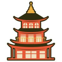 asian pagoda red temple icon vector