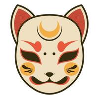 japanese cat head mask icon vector