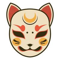 japanese cat head mask icon vector