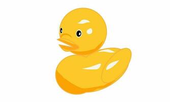 Vector illustration, yellow duck or yellow duck friend doll in child bath, isolated white background
