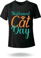 nacional gato día con pata tipografía vector camiseta diseño para mascota amante eps 10