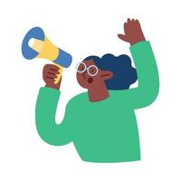 afro woman with megaphone character vector