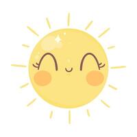 seasonal sun smiling kawaii character vector