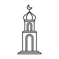 muslim mosque tower with moon icon vector