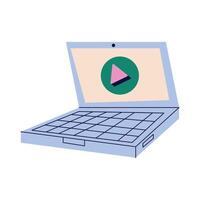 media player in laptop tech vector