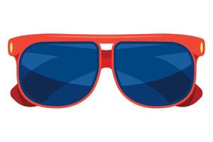 red sunglasses with modern plastic frame design over white vector