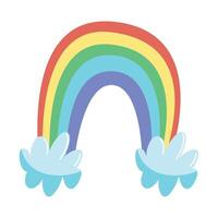 rainbow and clouds fairytale icon vector