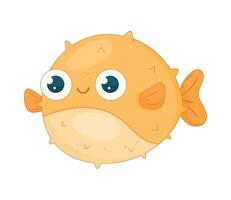 yellow blowfish swiming sealife animal vector