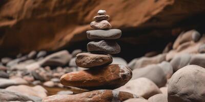 Stack of rock zen stone with background photo