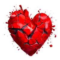 Broken red heart AI Generative png