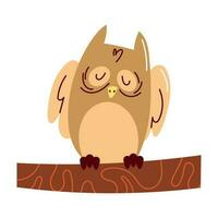 cute owl bird wild animal vector