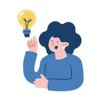 woman with bulb light character vector