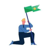 man waving success flag character vector