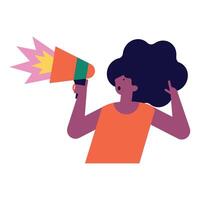 woman using megaphone device character vector