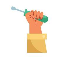hand with screwdriver tool icon vector
