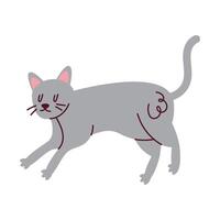 cute little gray cat character vector