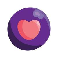 corazón amor en botón icono vector