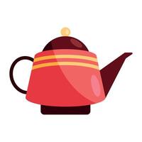 red japanese teapot utensil traditional icon vector