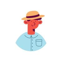 man wearing hat profile character vector