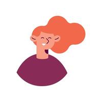 redhead woman smiling profile character vector