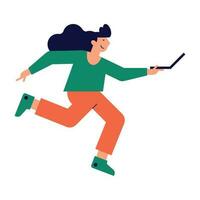 woman running with laptop character vector