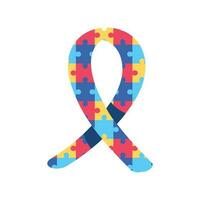 puzzle ribbon autism campaign icon vector