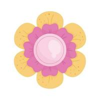 yellow and pink flower garden icon vector