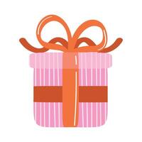 pink gift box present icon vector