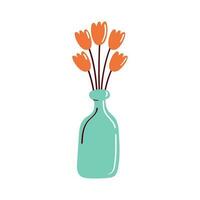 roses flowers in vase icon vector