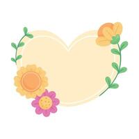 corazón amor con flores icono vector