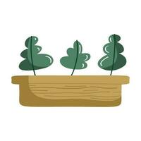 wooden houseplant in pot icon vector