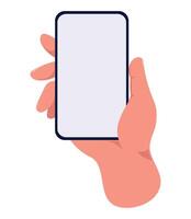 hand lifting smartphone device technology vector