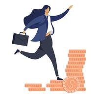 elegant businesswoman with coins character vector