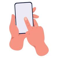 hands touching smartphone display icon vector