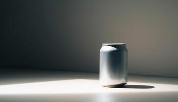 Transparent bottle of fresh water on table generated by AI photo