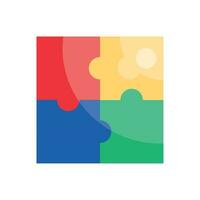 four puzzle game pieces icon vector