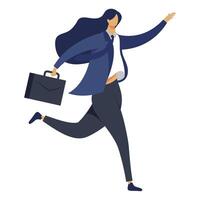 elegante mujer de negocios corriendo icono aislado vector