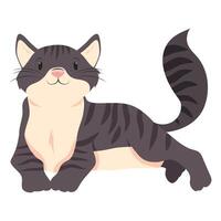 cute little cat lying character vector