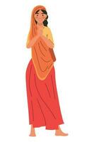 indian woman with red costume character vector