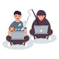 hacker and victim cyber fraud characters vector