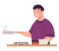 man cooking with pan character vector