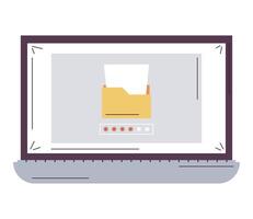 laptop with folder and password tech vector