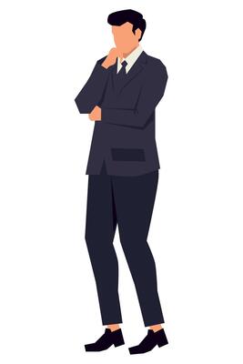 elegant businessman thinking position character